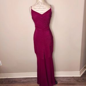 NWT Nicole Miller Collection Purple Silk Chiffon Beaded Long Gown Dress Size 4